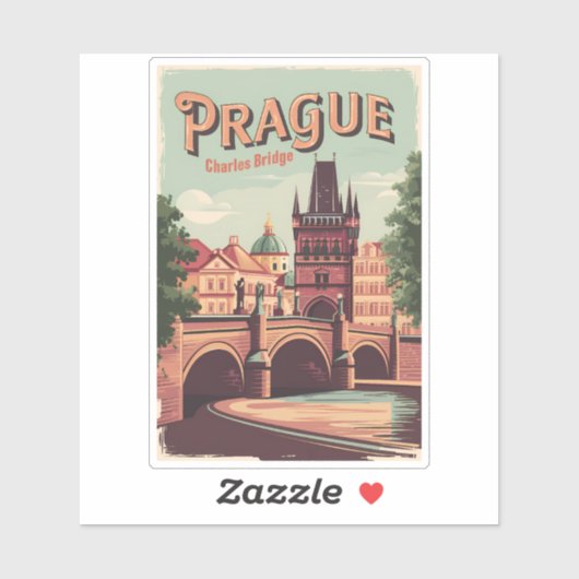 Praag Tsjechische Republiek Reiskunst  Sticker (Vel)