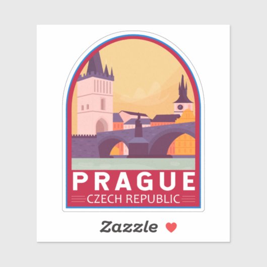 Praag Tsjechische Republiek Reiskunst  Sticker (Vel)