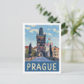 Praag Tsjechische Vintage Beroemde Reisplaats Briefkaart (Staand voorkant)