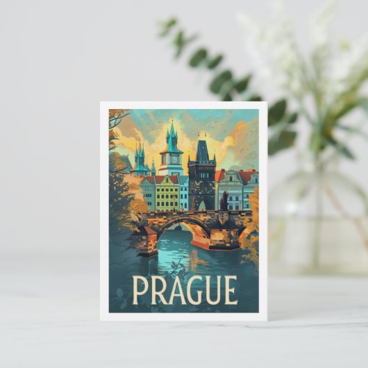 Praag Tsjechische Vintage Beroemde Reisplaats Briefkaart (Staand voorkant)