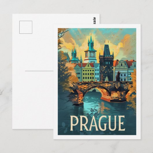 Praag Tsjechische Vintage Beroemde Reisplaats Briefkaart (Voorkant / Achterkant)