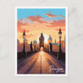 Praag Tsjechische vintage reisillustratie Briefkaart (Voorkant)