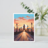 Praag Tsjechische vintage reisillustratie Briefkaart (Staand voorkant)