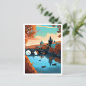 Praag Tsjechische vintage reisillustratie Briefkaart (Staand voorkant)