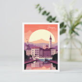 Praag Tsjechische vintage reisplaats illustratie Briefkaart (Staand voorkant)