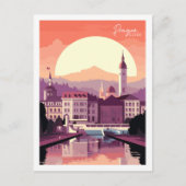 Praag Tsjechische vintage reisplaats illustratie Briefkaart (Voorkant)