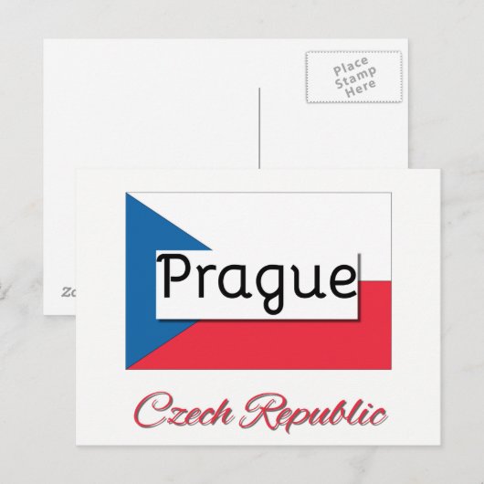 Praag Tsjechische vlag Briefkaart (Voorkant / Achterkant)