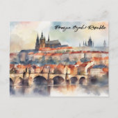 Praag Tsjechische Waterverf Panorama Uitzicht Briefkaart (Voorkant)