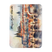 Praag Tsjechische Waterverf Panorama Uitzicht Magneet (Verticaal)