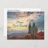 Praag Tsjechische Waterverf Post Card Briefkaart (Voorkant / Achterkant)