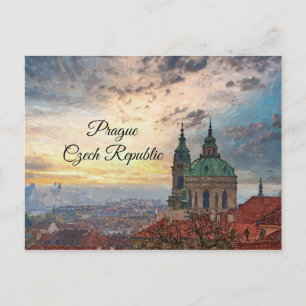 Praag Tsjechische Waterverf Post Card Briefkaart