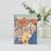 Praag, uitzicht in het centrum van de stad, oldtim briefkaart (Staand voorkant)