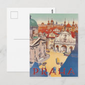Praag, uitzicht in het centrum van de stad, oldtim briefkaart (Voorkant / Achterkant)
