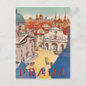 Praag, uitzicht in het centrum van de stad, oldtim briefkaart (Voorkant)