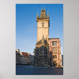 Praag uitzicht op Astronomische Klok Poster