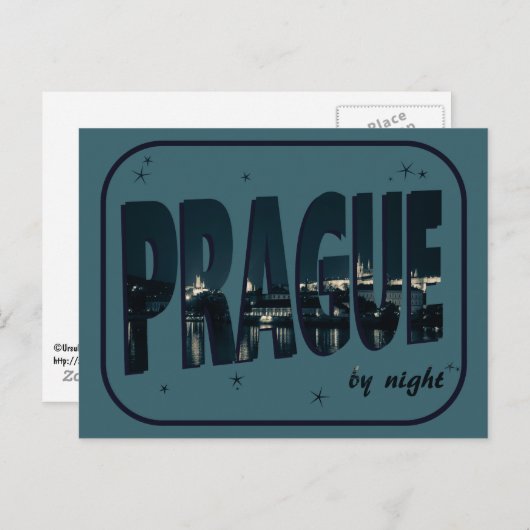 Praag van Night Briefkaart (Voorkant / Achterkant)