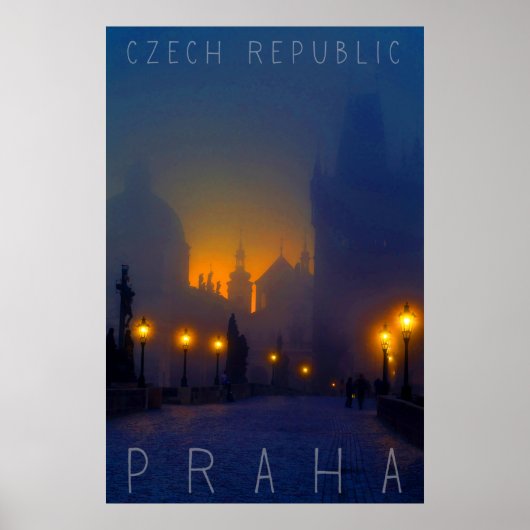 Praag van Night, Praag, Tsjechië Poster (Voorkant)