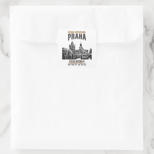 Praag Vierkante Sticker (Tas)
