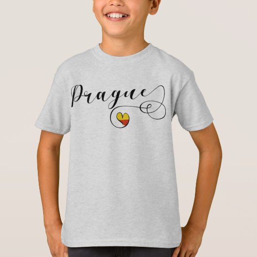 Praag Vlag Hart, Tsjechië T-shirt (Voorkant)