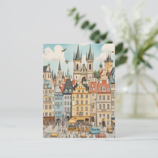 Praagse architectuur briefkaart (Staand voorkant)