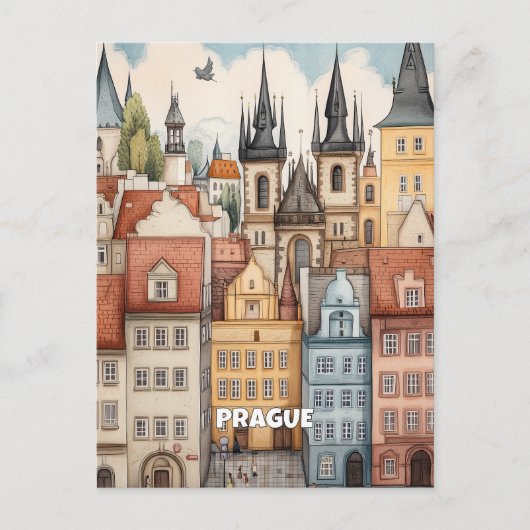 Praagse architectuur briefkaart (Voorkant)