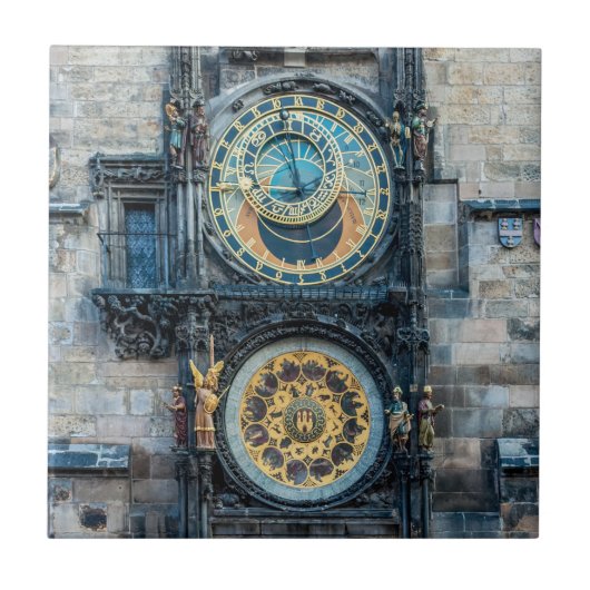 Praagse Astronomische Klok Tegeltje (Voorkant)