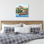 Praagse Kasteel en Rivier Scene Canvas Kunst (Insitu (Slaapkamer))