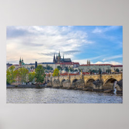 Praagse kasteel met uitzicht op de Charlesbrug Poster