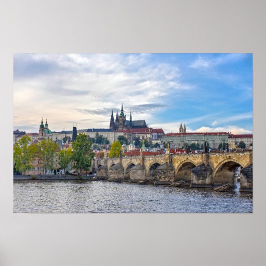 Praagse kasteel met uitzicht op de Charlesbrug Poster (Voorkant)