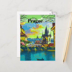 Praagse Kunstkaarten   Vintage Reisdecoratie,  Feestdagenkaart