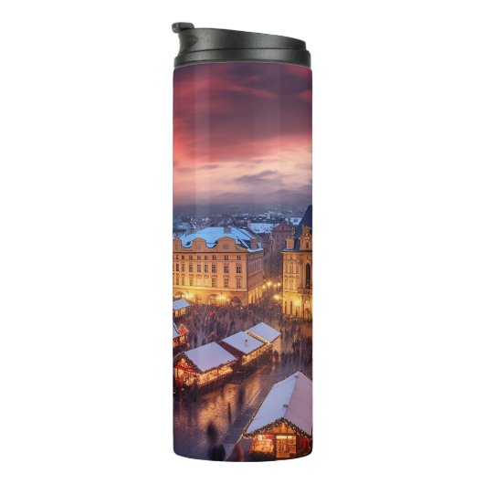 Praagse markt Kerstmis Thermosbeker (Geroteerd rechts)