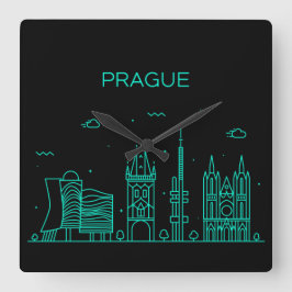 Praagse skyline vierkante klok