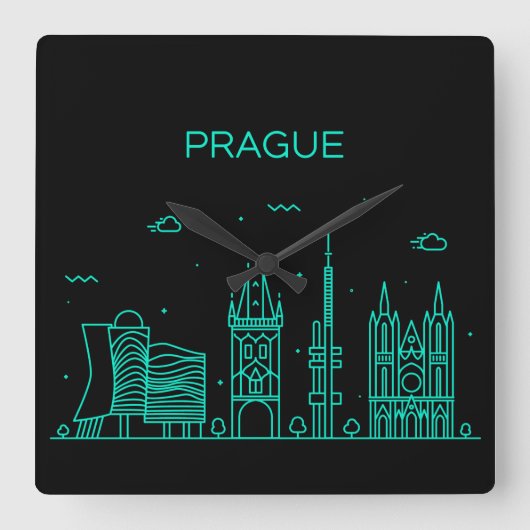 Praagse skyline vierkante klok (Voorkant)