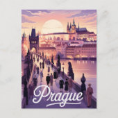 Praagse zonsondergang met Karelsbrug en kasteel Briefkaart (Voorkant)