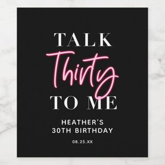 Praat 30 Met Mij 30e Verjaardagsfeestjes Favor  Wijn Etiket (Enkel label)