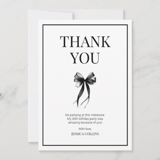 Praat 30 met mij Zwart en Wit Dertig Verjaardag Bedankkaart (Voorkant)
