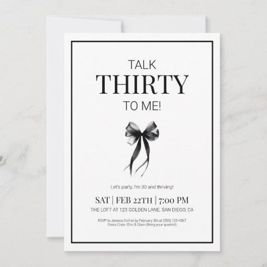Praat 30 met mij Zwart en Wit Dertig Verjaardag Kaart (Voorkant)
