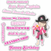 praat als een Girl Pirate Kapitein Sticker (Voorkant)