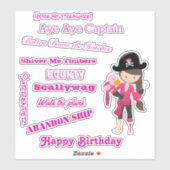 praat als een Girl Pirate Kapitein Sticker (Vel)