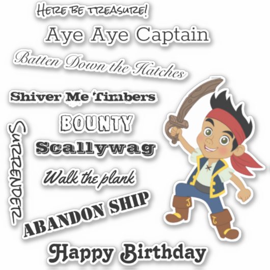 praat als een piraat Boy Sticker (Voorkant)