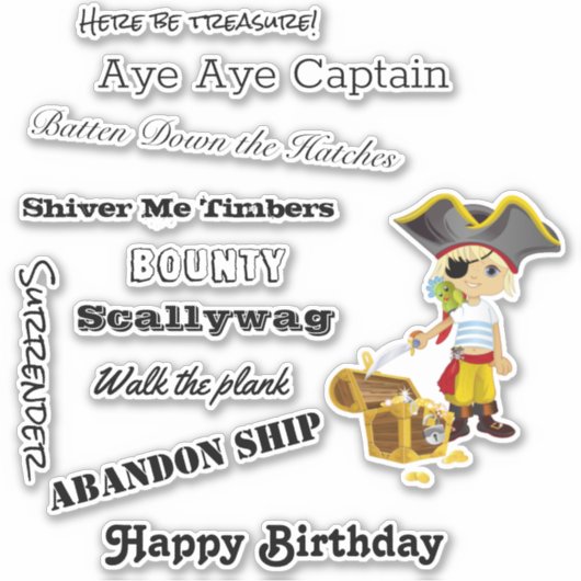 praat als een piraat Boy Sticker (Voorkant)