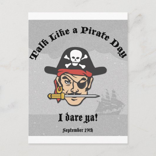 Praat als een Pirate Day. Briefkaart (Voorkant)