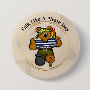 Praat als een Pirate Day Teddy Bear Pirate Button