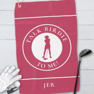 Praat Birdie Met Me Grappige Golfer Silhouet Magen Golfhanddoek
