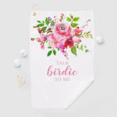 Praat Birdie met mij Waterverf Pink Summer Floral Golfhanddoek (Insitu)