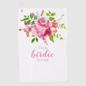 Praat Birdie met mij Waterverf Pink Summer Floral Golfhanddoek (Voorkant)