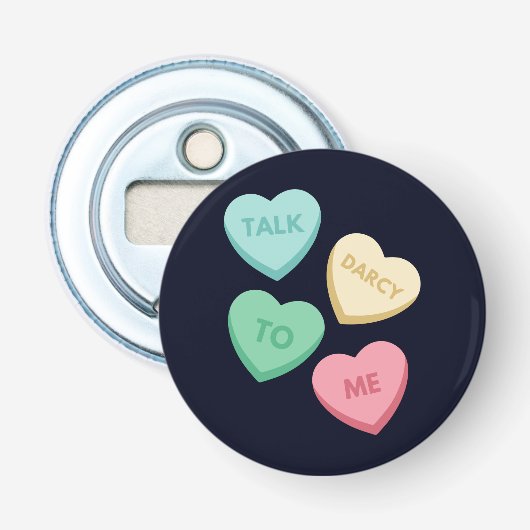 Praat Darcy tegen mij III Button Flesopener (Voorkant)