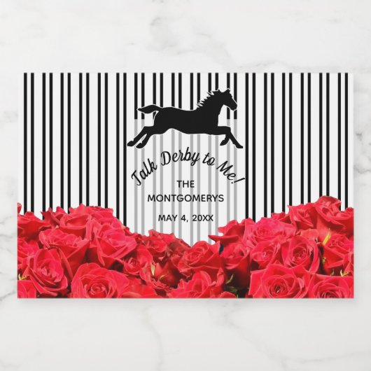 Praat Derby met mij Racehorse en Rozen Likeurfles Etiket (Enkel label)
