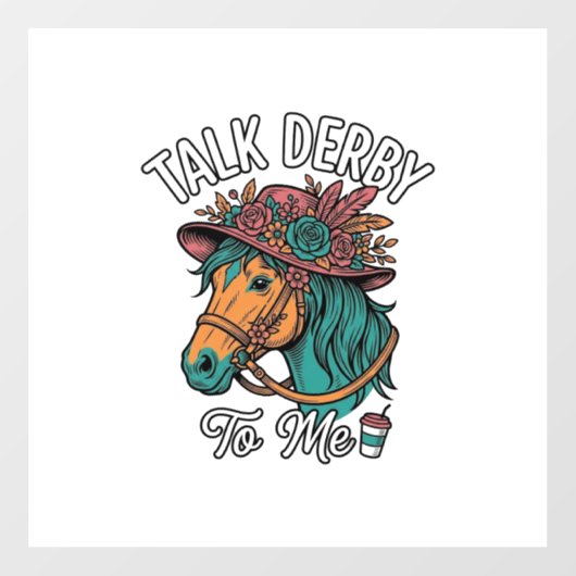 Praat Derby Paard Vintage Gravure Ontwerp Raamsticker (Vel)