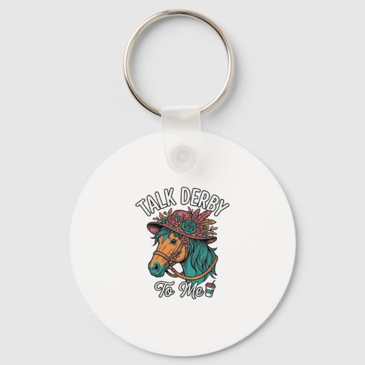 Praat Derby Paard Vintage Gravure Ontwerp Sleutelhanger (Voorkant)